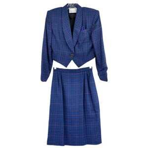 First Editions Blue Purple Houndstooth Blazer and Skirt Suit Set | Women’s 4P